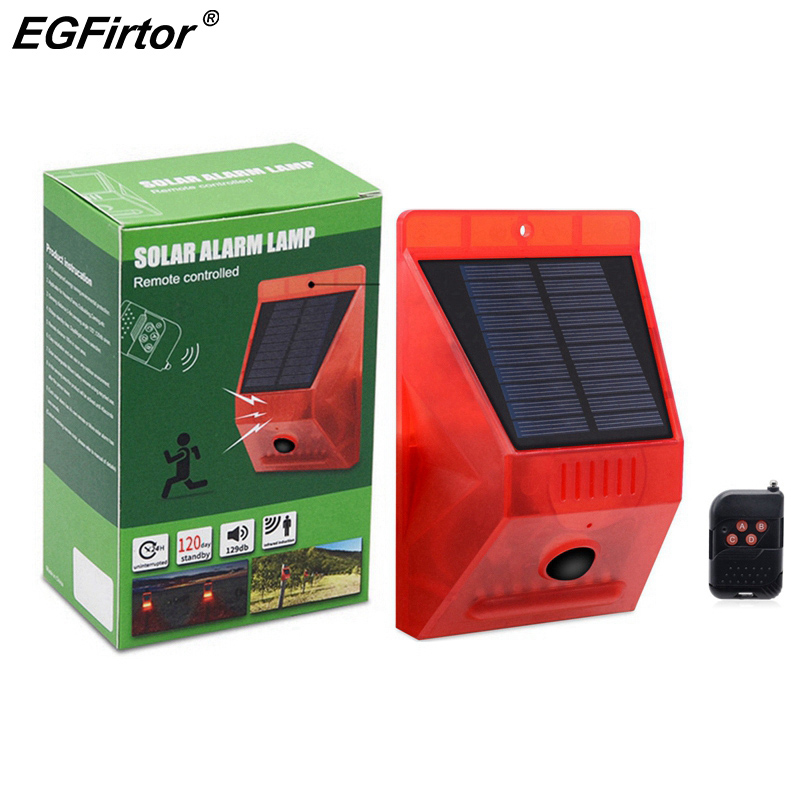 Alarm Siren Outdoor - Solar Alarm Lamp Remote Control Security