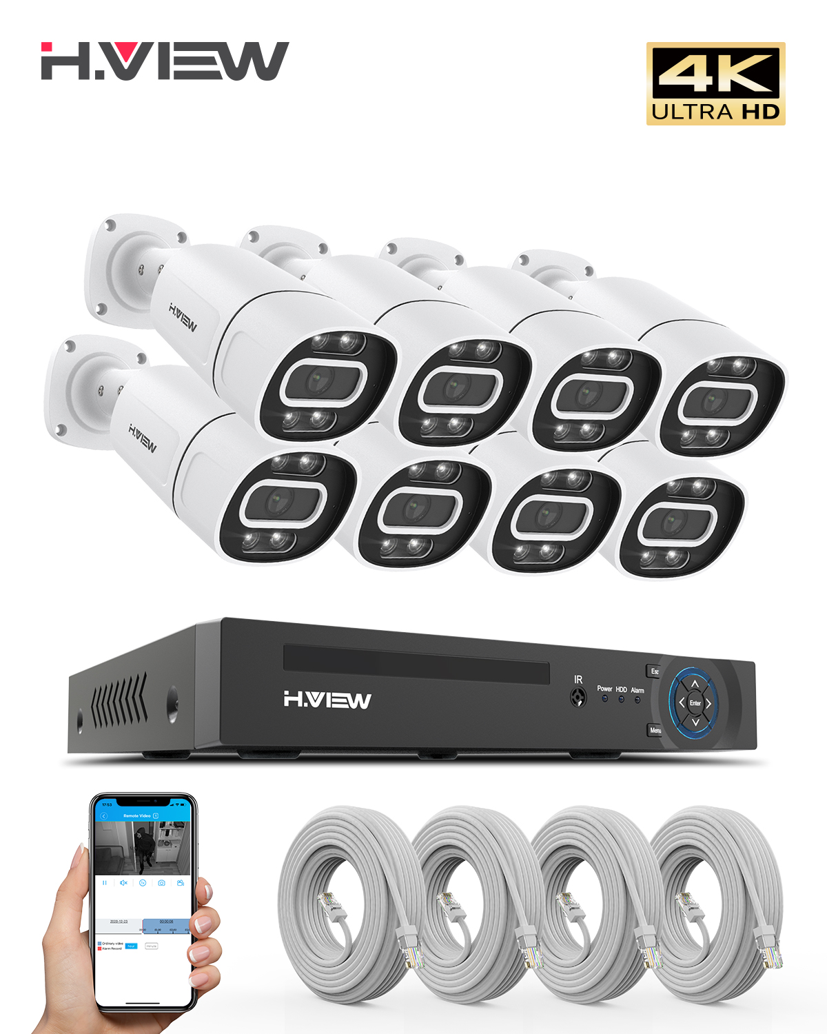 Ip Camera Outdoor 4K - H.View 4K 5Mp 8Mp poe Cctv