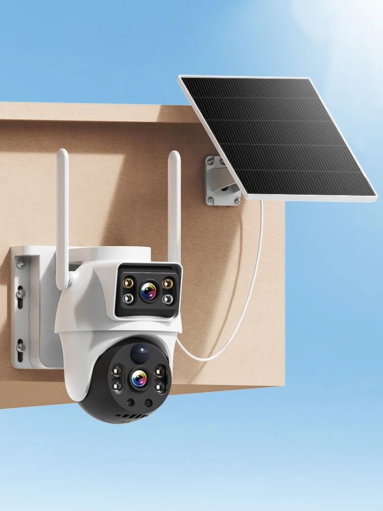 Ip Camera Outdoor 4K - WiFi Solar Camera Dual Lenses Outdoor