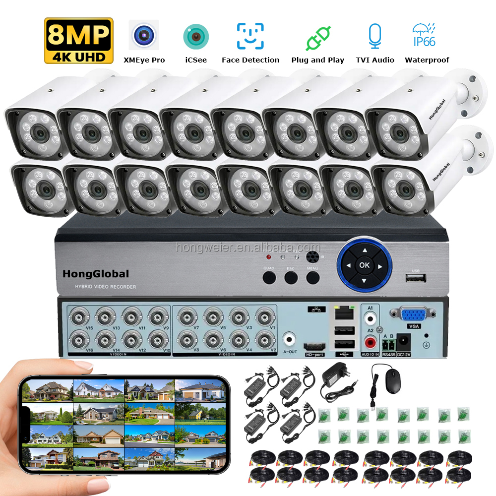 Ip Camera Outdoor 4K - HongGlobal 8MP 16 Channel DVR House