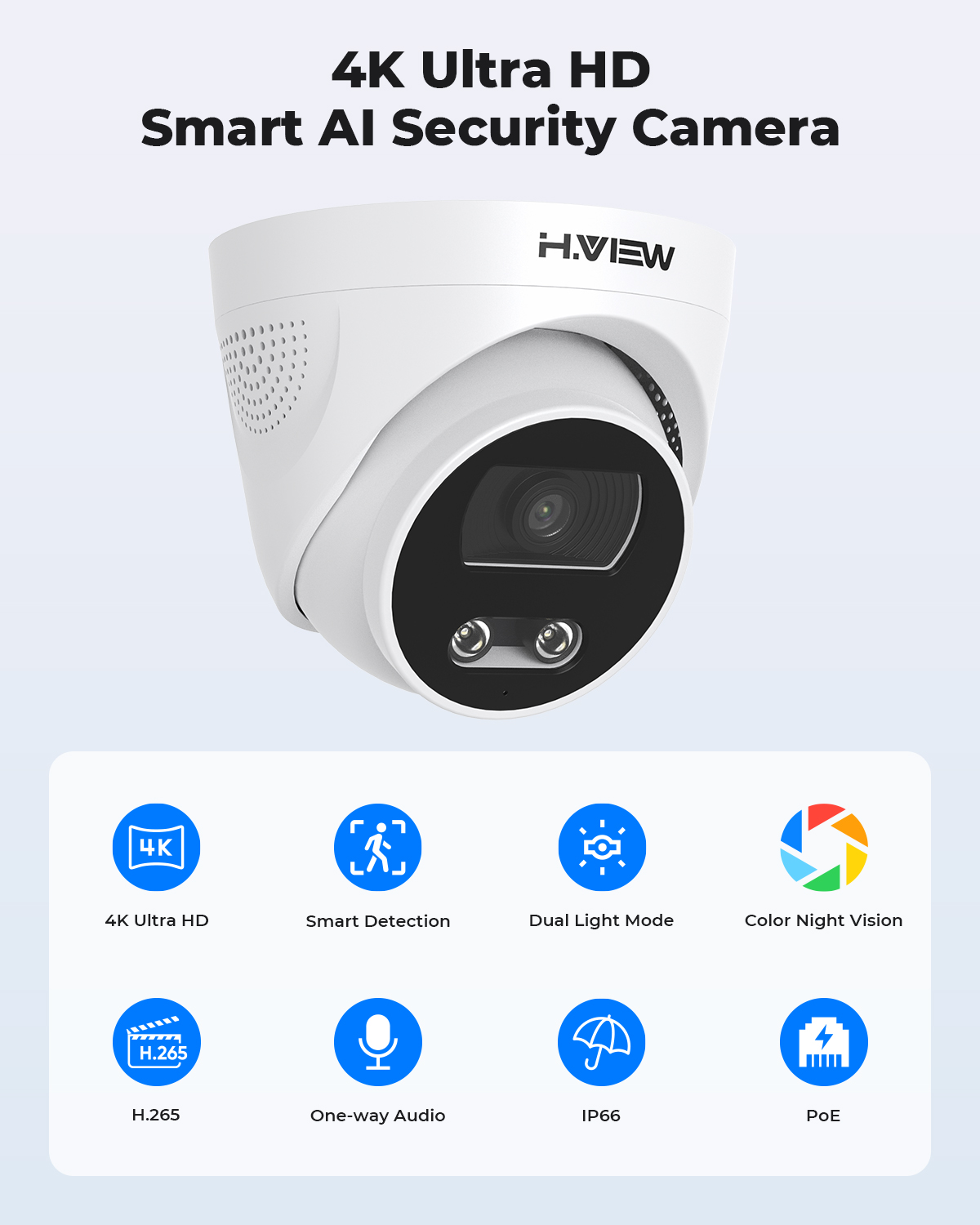H.View 8Mp Poe Ip Camera Ai Fa - Ip Camera Outdoor 4K recensione e prezzo