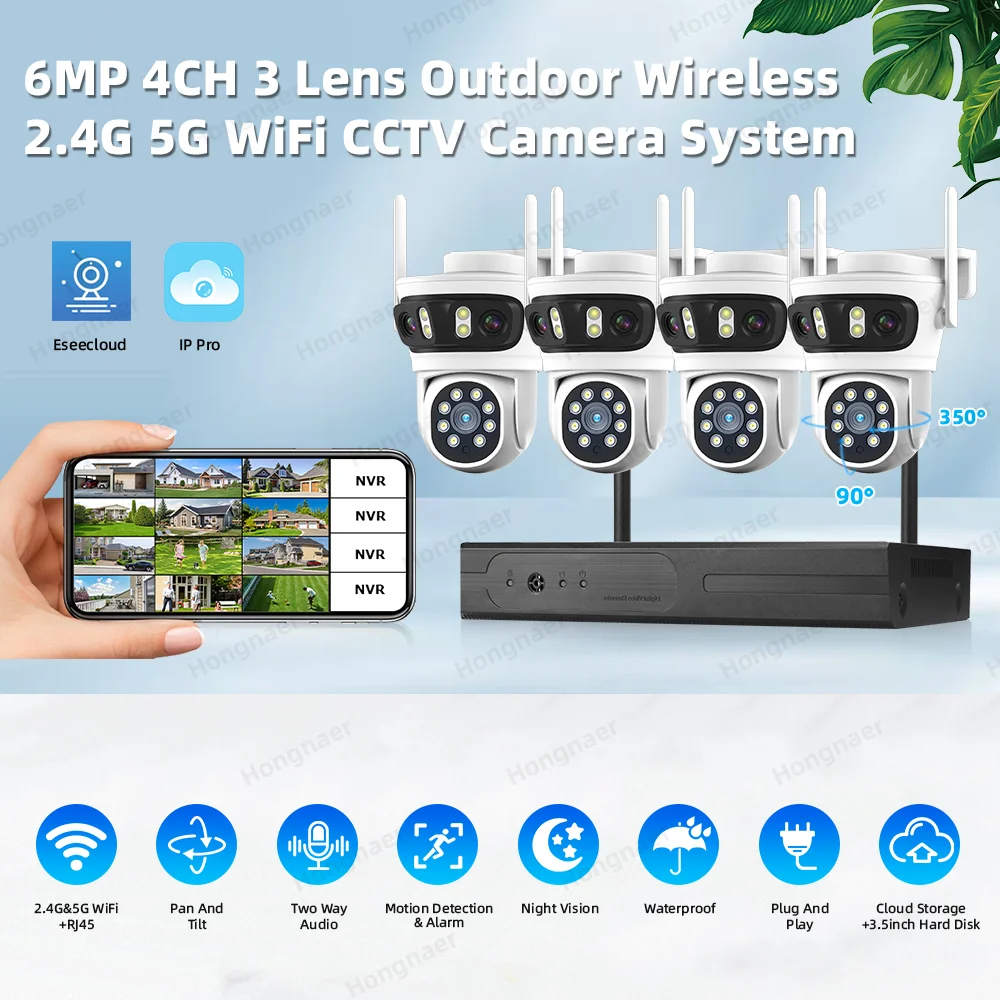 2026 Hongnaer 6MP 4CH 3 Lens 2 - Home Security Systems Wireless recensione e prezzo