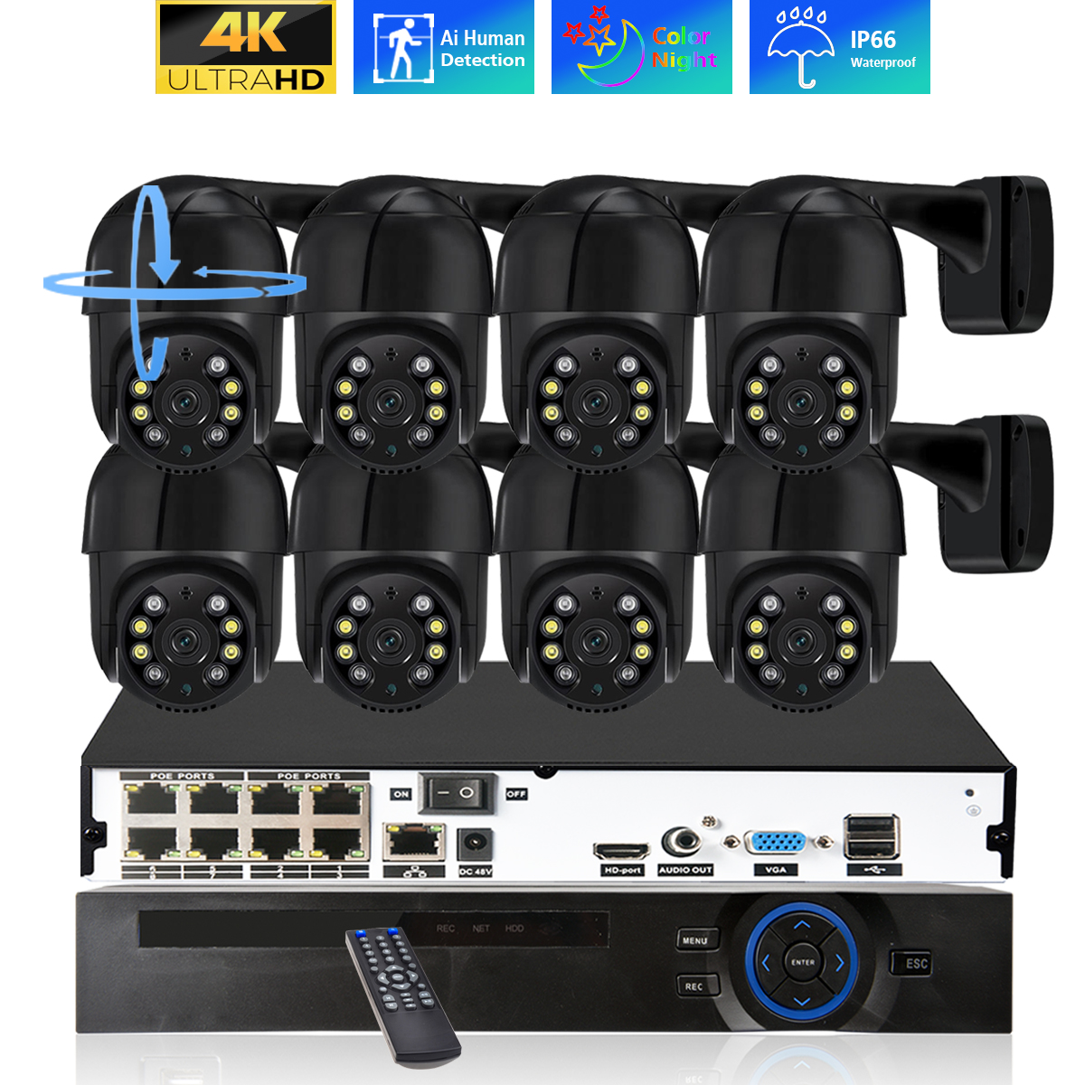 8CH 4K PTZ Security Camera Sys - Ip Camera Outdoor 4K recensione e prezzo