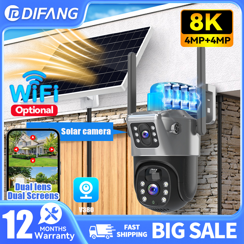 V380 8MP Dual Lens Solar Secur - Ip Camera Outdoor 4K recensione e prezzo