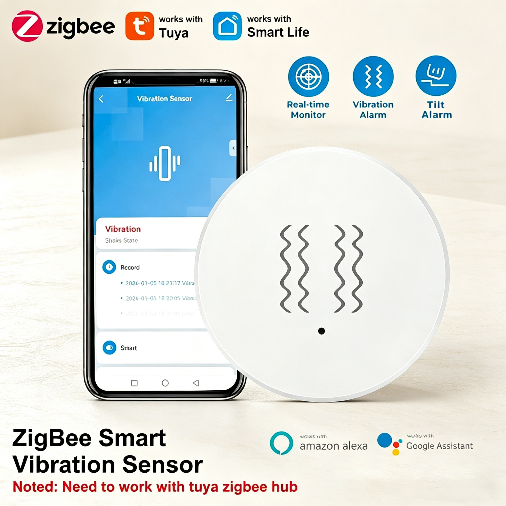 Tuya ZigBee Smart Vibration &  - Home Security Alarm recensione e prezzo