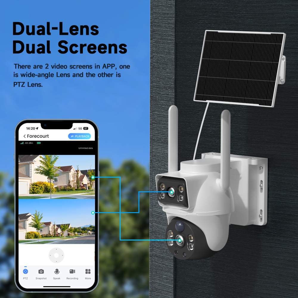 WiFi Solar Camera Dual Lenses  - Ip Camera Outdoor 4K recensione e prezzo